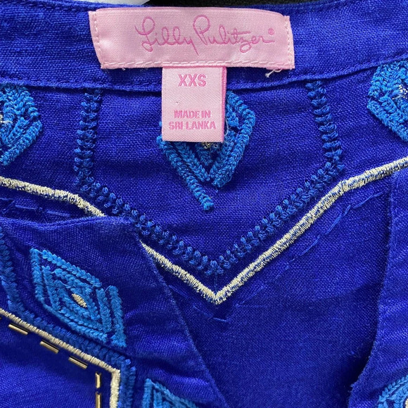 Lilly‎ Pulitzer Amelia Island Tunic Twilight Blue Beaded Embroidered Size US XXS - Picture 9 of 11